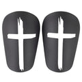 Black Cross mini shin pads — pair of black pads with white crosses